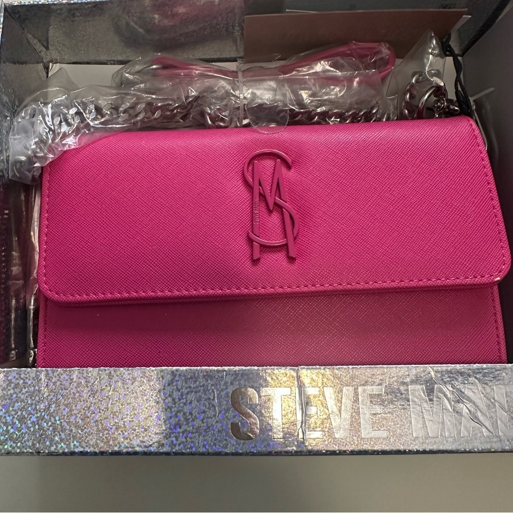 NEW IN BOX Steve Madden Boxed Carina Crossbody Wallet & Coin Purse Set Hot Pink - Picture 4 of 7